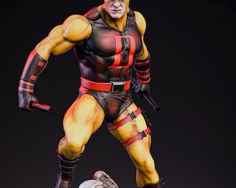 Estatua clásica de Daredevil / Figura pintada a mano del Guardián de Hell's Kitchen