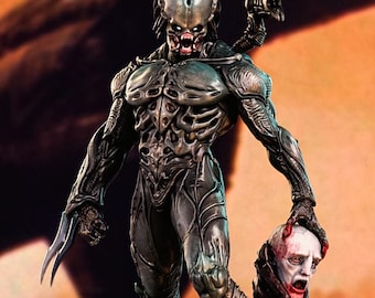 Estatua del Ingeniero Ancestral Predator / Crossover Arte en resina pintado a mano