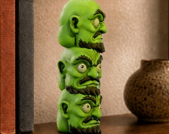 Hand-Painted Kashira Statue | Spirited Away Three Green Heads Resin Art