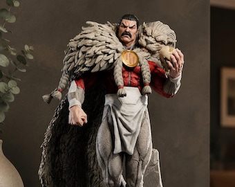 Grand Warlord Collectible Figure | Detailed Hand-Painted Beast Cloak Warrior Sculpture