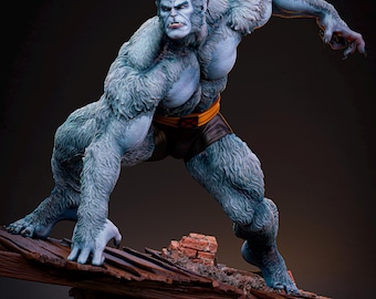 Estatua de Bestia / Figura artística pintada a mano del Erudito Mutante Azul