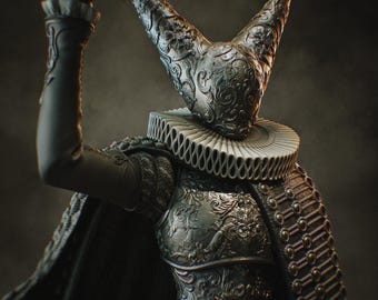 Estatua de bruja de artillería de la Cruzada de Trincheras / Figura de terror Grimdark pintada a medida
