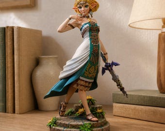Princess Zelda Collectible Figure | Detailed Hand-Painted Zonai Dress Zelda Sculpture