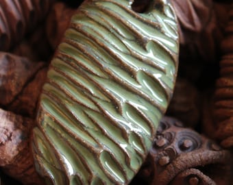 Cocoon: Green Textured Clay Adjustable Cord Necklace N701