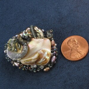 New Moon: Pearl, Mother of Pearl, and Abalone Pin image 5