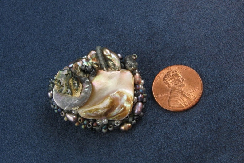 New Moon: Pearl, Mother of Pearl, and Abalone Pin image 5