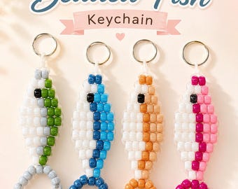 Handgefertigter Perlen-Schlüsselanhänger in Fischform, Kandi-Charm im 90er-Jahre-Stil, farbenfrohes Ozean-Rucksackaccessoire