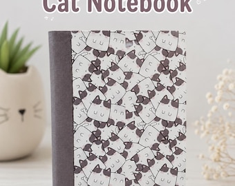 Cuaderno de composición mini con diseño de gato hecho a mano / Diario de bolsillo / Papelería kawaii