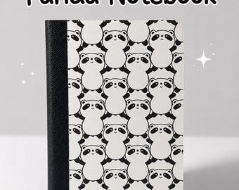 Cuaderno/Diario de bolsillo pequeño con diseño de panda, hecho a mano, con páginas rayadas.