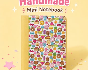 Mini cuaderno hecho a mano / Funda con diseño de postre dulce, cuaderno de bolsillo Kawaii