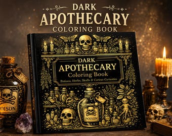 Libro para colorear de la Botica Oscura con pegatina misteriosa opcional.