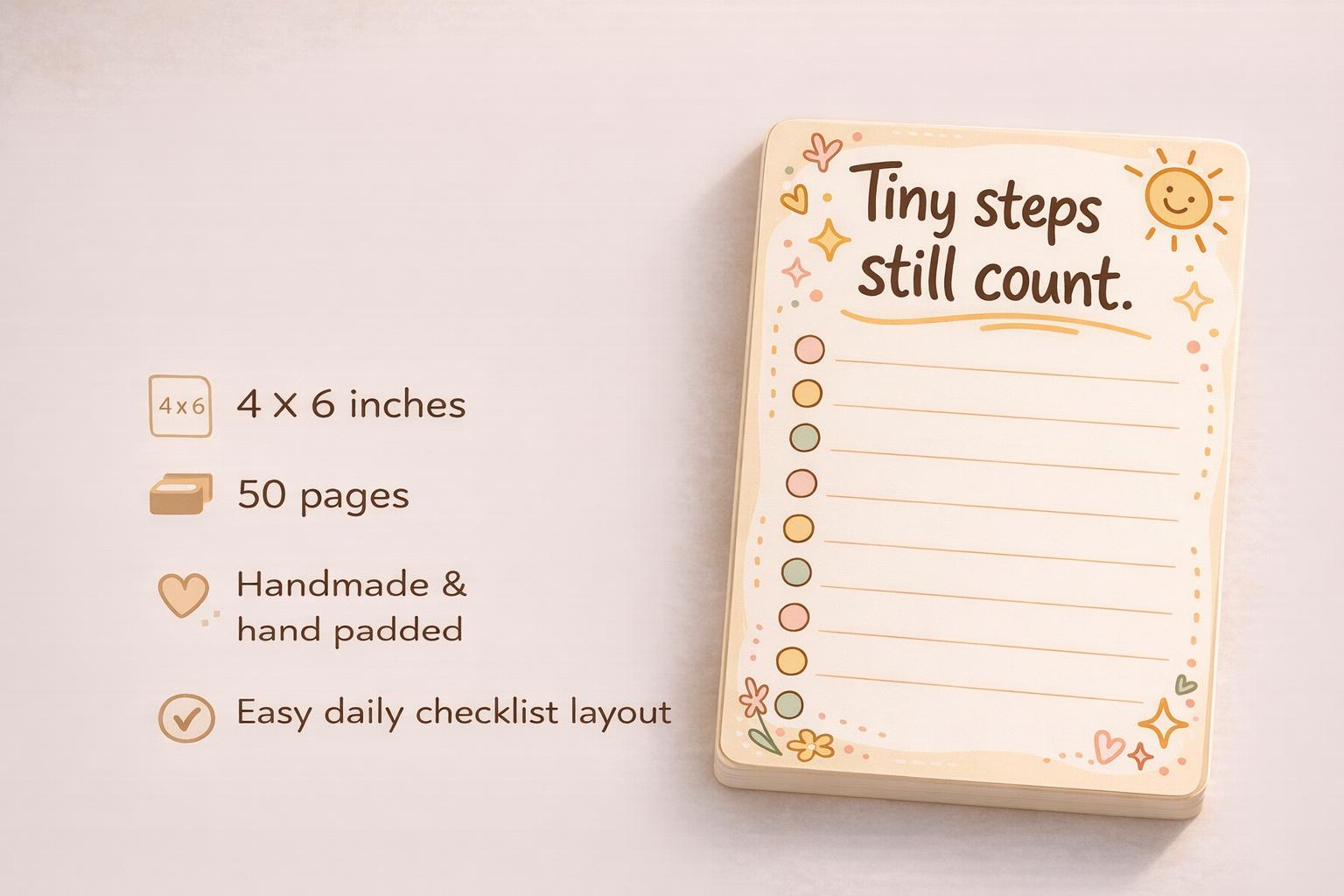 Steps Notepad Drawing Tiny Steps Still Count Notepad, Motivational Daily to Do List, 4x6 ...