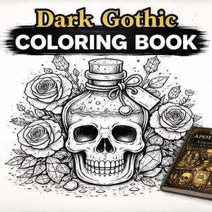 Donker apothekerskleurboek voor volwassenen | Kleurplaten gotische heks, gifplanten, schedels, spreukenpotten, donkere botanische kunst