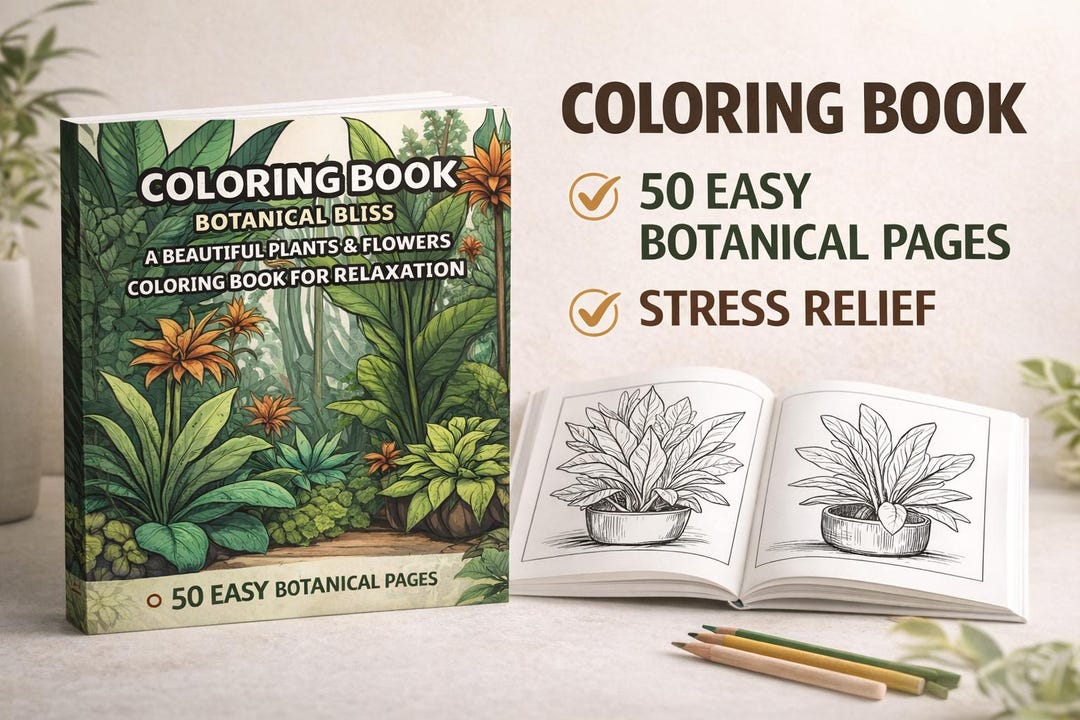 Botanical Coloring Book Easy Plant and Flower Designs for Adults and ...