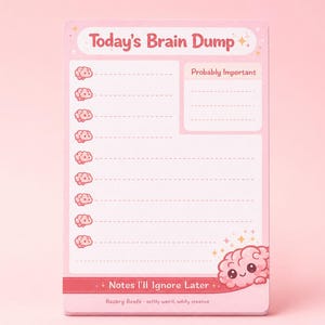 Brain Dump Notepad, Cute ADHD To Do List, 4x6 Handmade Planner Pad, 50 Sheets