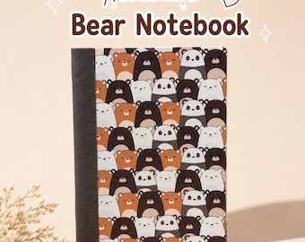 Cuaderno de bolsillo con forma de oso hecho a mano / Minicuaderno de animales Kawaii, páginas rayadas