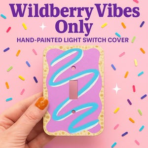 Wildberry Pop-Tart Light Switch Cover: Hand-Painted Frosted Wall Plate