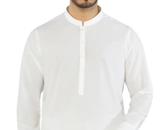 Men's Off-White Kurta Pajama: Handmade Pakistani Festive Wear