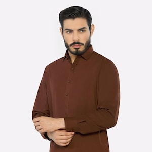 Men's Dark Brown Shalwar Kameez | Desi Kurta Pajama Eid Wedding Outfit