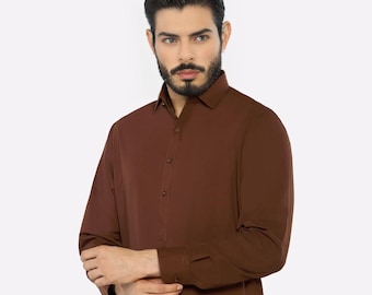 Men&#39;s Dark Brown Shalwar Kameez | Desi Kurta Pajama | Pakistani Indian Eid Ramadan Wedding Outfit | Premium Traditional Festive Wear