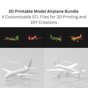 3D Printable Model Airplane Bundle – STL Files for Instant Download, Easy DIY Craft