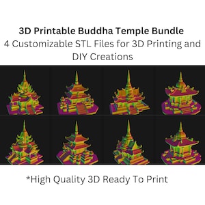 3D Printable Buddha Temple Bundle – 4 Customizable STL Files for DIY Creations