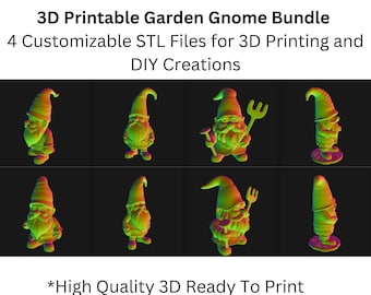 Whimsical 3D Printable Garden Gnome Set – 4 Customizable STL Files