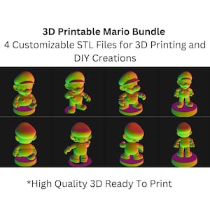 Pacchetto STL di Mario stampabile in 3D: quattro file personalizzabili di alta qualità per fan e creatori