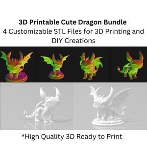 Zahnloser süßer Drache inspirierte 3D druckbare STL Dateien - Sofort Download