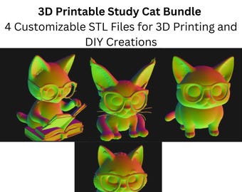 Charming Study Cats - Set of 4 High-Quality STL Files for 3D Printing Projects
