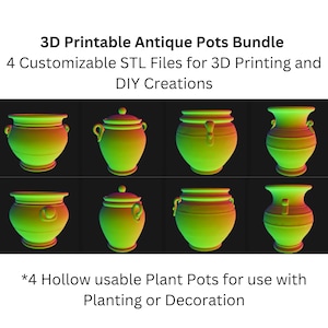 4-in-1 3D Printable Plant Pot Bundle – STL Files for Instant Download