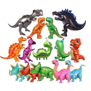 Large Self Standing Dinosaur Foil Balloon - Tyrannosaurus Rex, Triceratops Rotators - Jungle Birthday Party Decorations