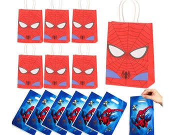 Spiderman party bags with handle - 12 to 24 pc Spiderman Gift bag supply - Spiderman Birthday Party Decoration