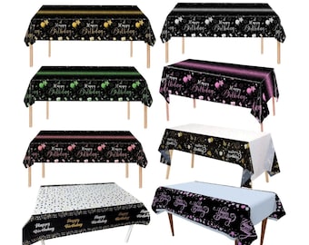 Black gold rose gold Birthday tablecloths - Birthday party table cover decoration