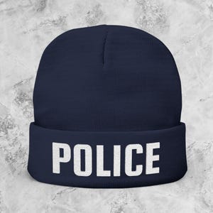 Police Beanie Hat, Thin Blue Line Winter Knit Cap for Law Enforcement, Police Officer Gift, Tactical Cold Weather Hat
