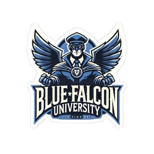 Blue Falcon University Kiss-Cut Stickers, Laptop Decal, College Sticker, School Spirit, Gift for Students