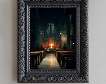 Das Chorgestühl - Gothic Kirche Interior Poster Download, Dunkle Kathedrale Wandkunst, Atmosphärisches Religiöses Printable, Stimmungsvolles Gothic Dekor