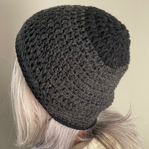 One of Kind Black Winter Hat / Unique Black Crochet Hat / Women's Winter Accessories image 1