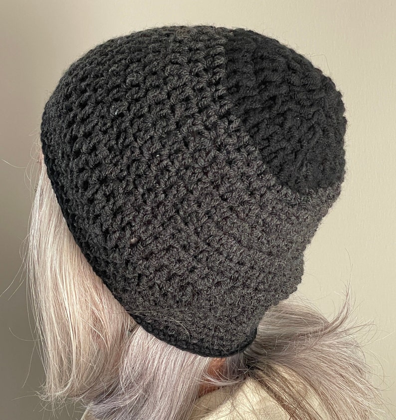 One of Kind Black Winter Hat / Unique Black Crochet Hat / Women's Winter Accessories image 1