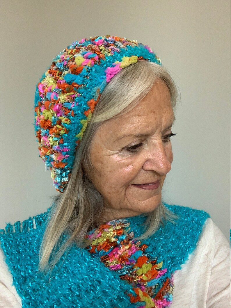 Bohemian accessories handmade crochet hat scarf crochet hat scarf ribbon yarn scarf and hat women/'s winter accessories