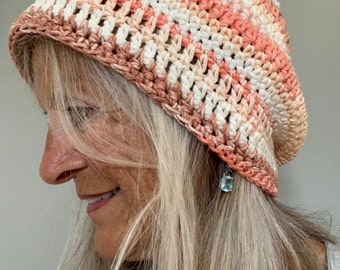 Orange Summer Hat / One of a Kind Hat / Unique Crochet Hat