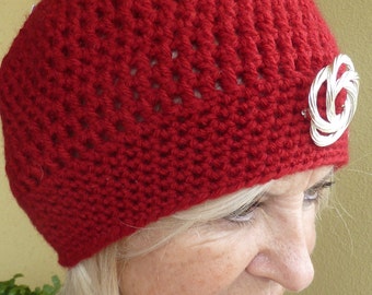 Red Crochet Hat / One of a Kind Hat / Unique Winter Hat