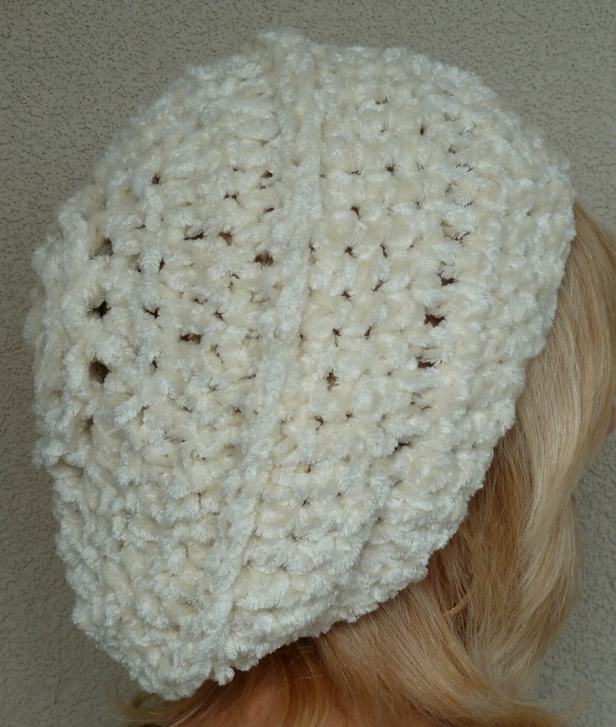 Slouchy white winter hat in women's fashions soft and