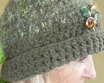 Green Crochet Hat / One of a Kind Winter Hat