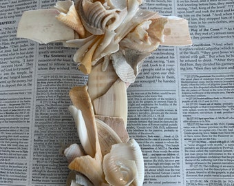 Christian Cross / One of a Kind Cross / Seashell Cross / Free Shipping