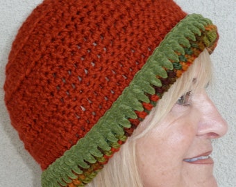 Orange crochet winter hat / handmade hat / one of a kind hat
