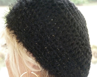 Black Crochet Hat / One of a kind and Unique Winter Hat