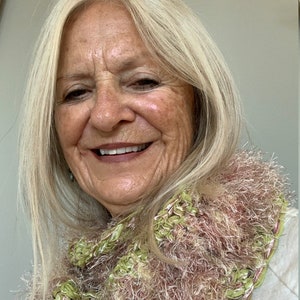 Unique Crochet Scarf / Green, Khaki and Taupe Fashion Scarf / One of a Kind Scarf image 6