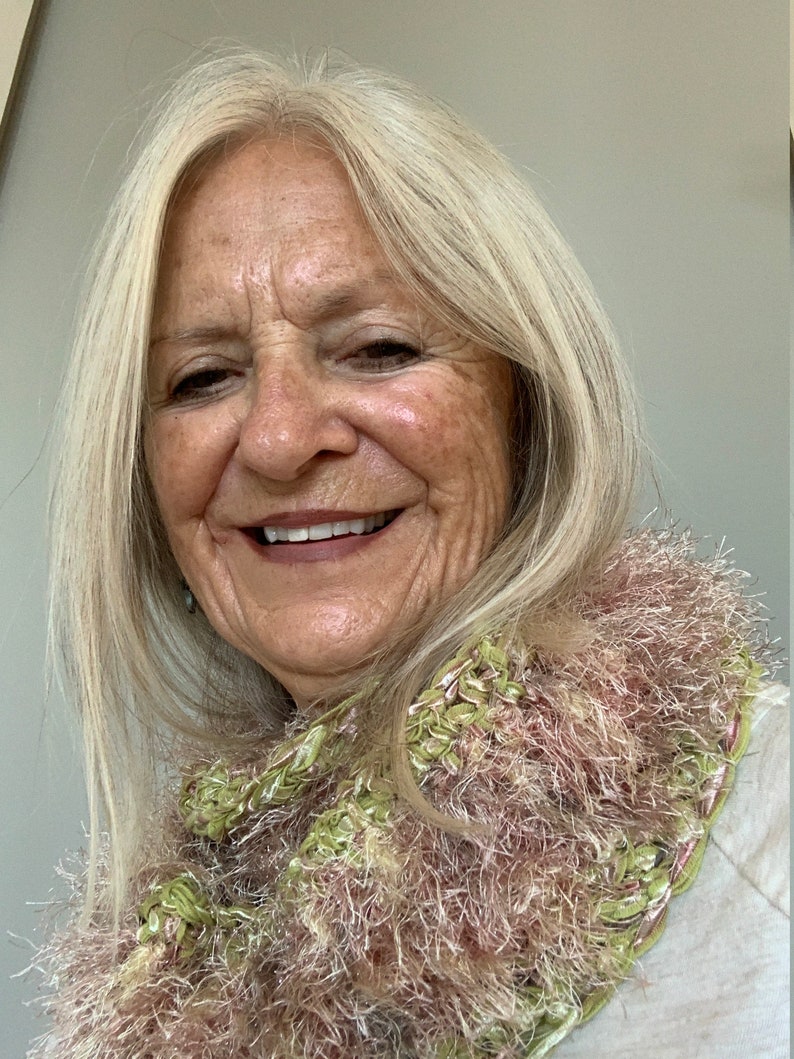 Unique Crochet Scarf / Green, Khaki and Taupe Fashion Scarf / One of a Kind Scarf image 6