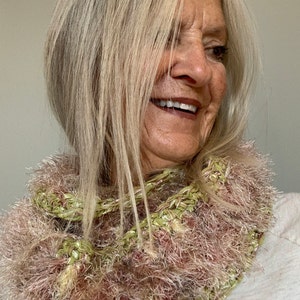 Unique Crochet Scarf / Green, Khaki and Taupe Fashion Scarf / One of a Kind Scarf image 3